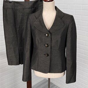 Le Suit  Women 4 Black White Flecked Peplum Polyester Classic Career Party Flaws